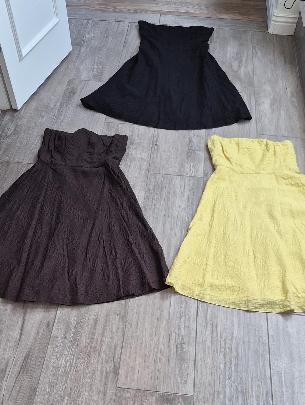 Set Of 3 J. Crew Strapless Strapless Dress in Black, Brown & Yellow